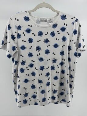 Bonnie Evans Vintage 90s Cat Print Short Sleeve T-Shirt, Women's Medium